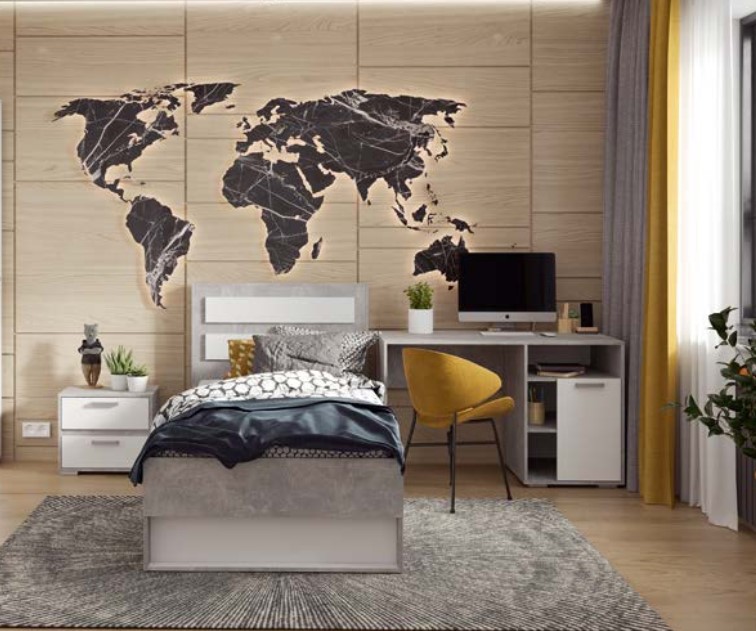 ДЕНВЕР СТ 01 Стол Письменный (1200 х735х604) Фасад БЕЛЫЙ/Корпус АТЕЛЬЕ СВЕТЛЫЙ