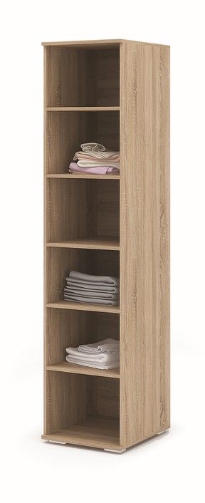 Гостиная АФИНА  ШК 112 шкаф (0,45х1,976х0,53) фасад МДФ БЕЛЫЙ ГЛЯНЕЦ_СОНОМА/корпус СОНОМА