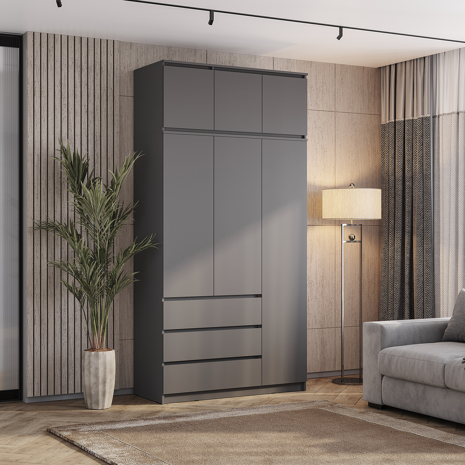 "Симпл" Шкаф 3-х створчатый ШК-08  Графит