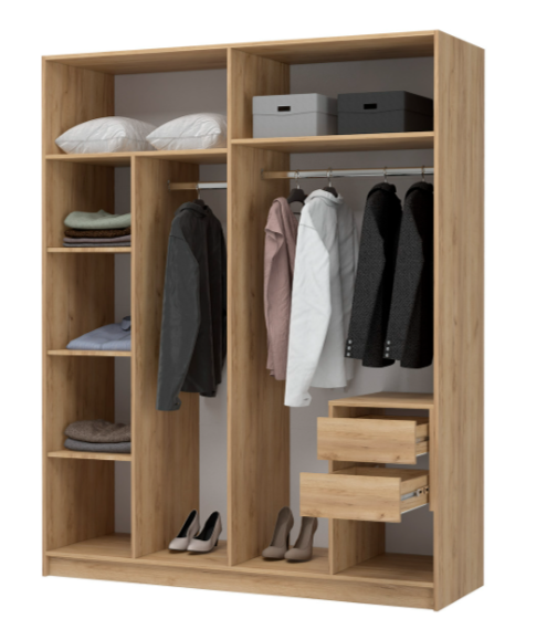 ЛИОН ШК-03 Шкаф 4-х створчатый Фасад ГРАФИТ СЕРЫЙ/Корпус ДУБ КРАФТ ЗОЛОТО