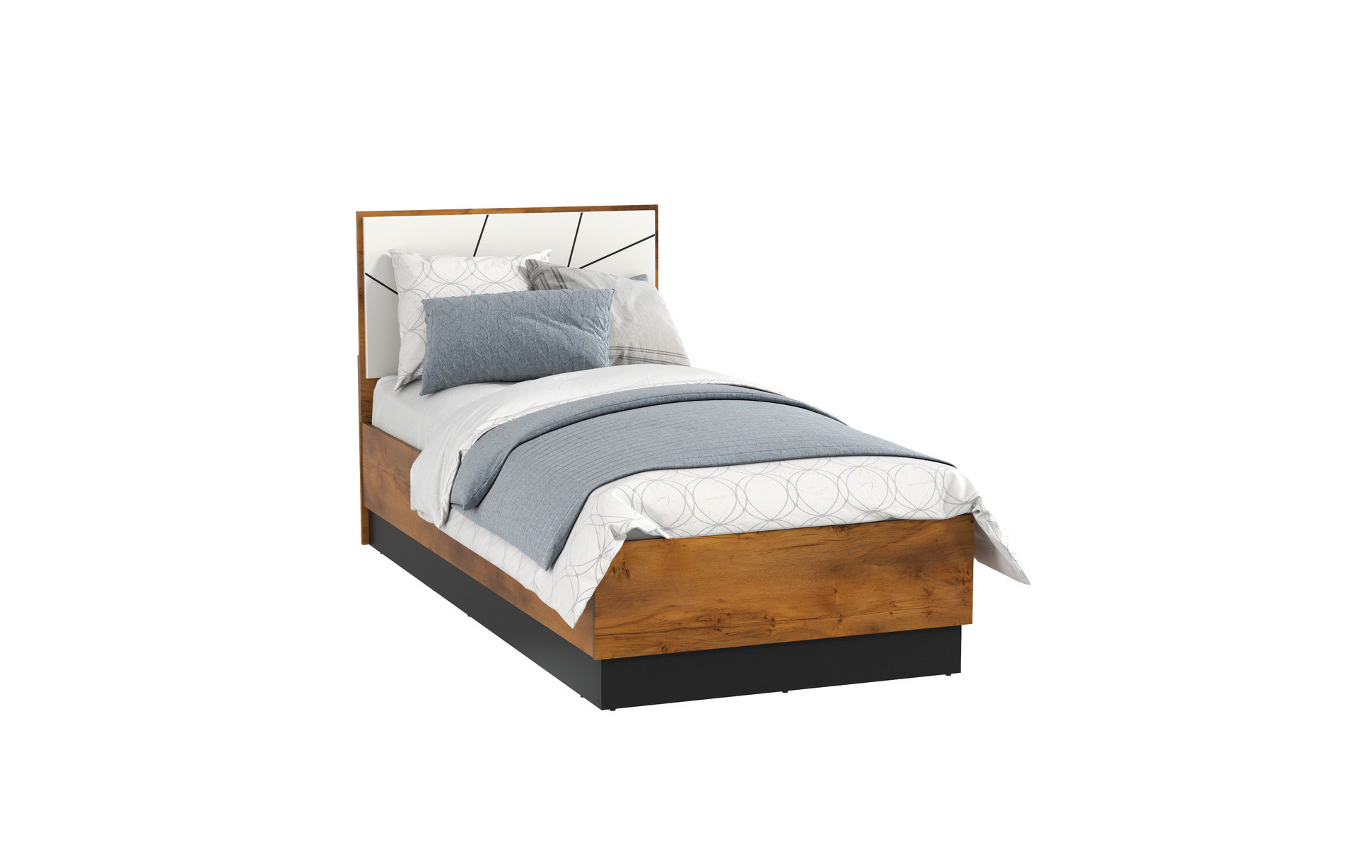 54.17 Кровать одинарная "Гамма" (с настилом) (таксония / черный / белый) (ш.900)