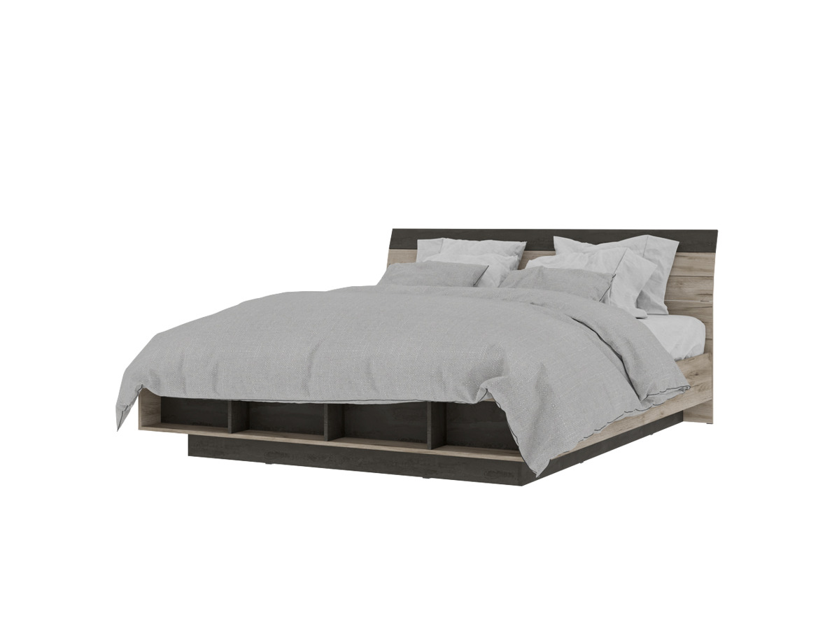 ЭДИНБУРГ КР 02 Кровать 1,8х2,0 (1,840х0,954х2,270)Корпус ДУБ КРАФТ СЕРЫЙ/ЖЕЛЕЗНЫЙ КАМЕНЬ