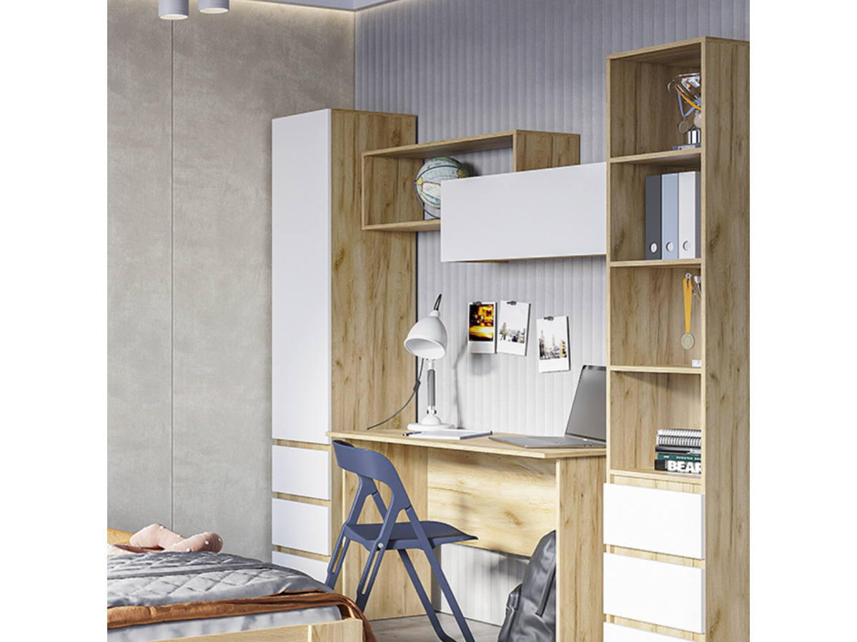 ХЕЛЕН ПЛ 01 Полка (1,402х0,472х0,330)ФАСАД БЕЛЫЙ/КОРПУС ДУБ КРАФТ ЗОЛОТО