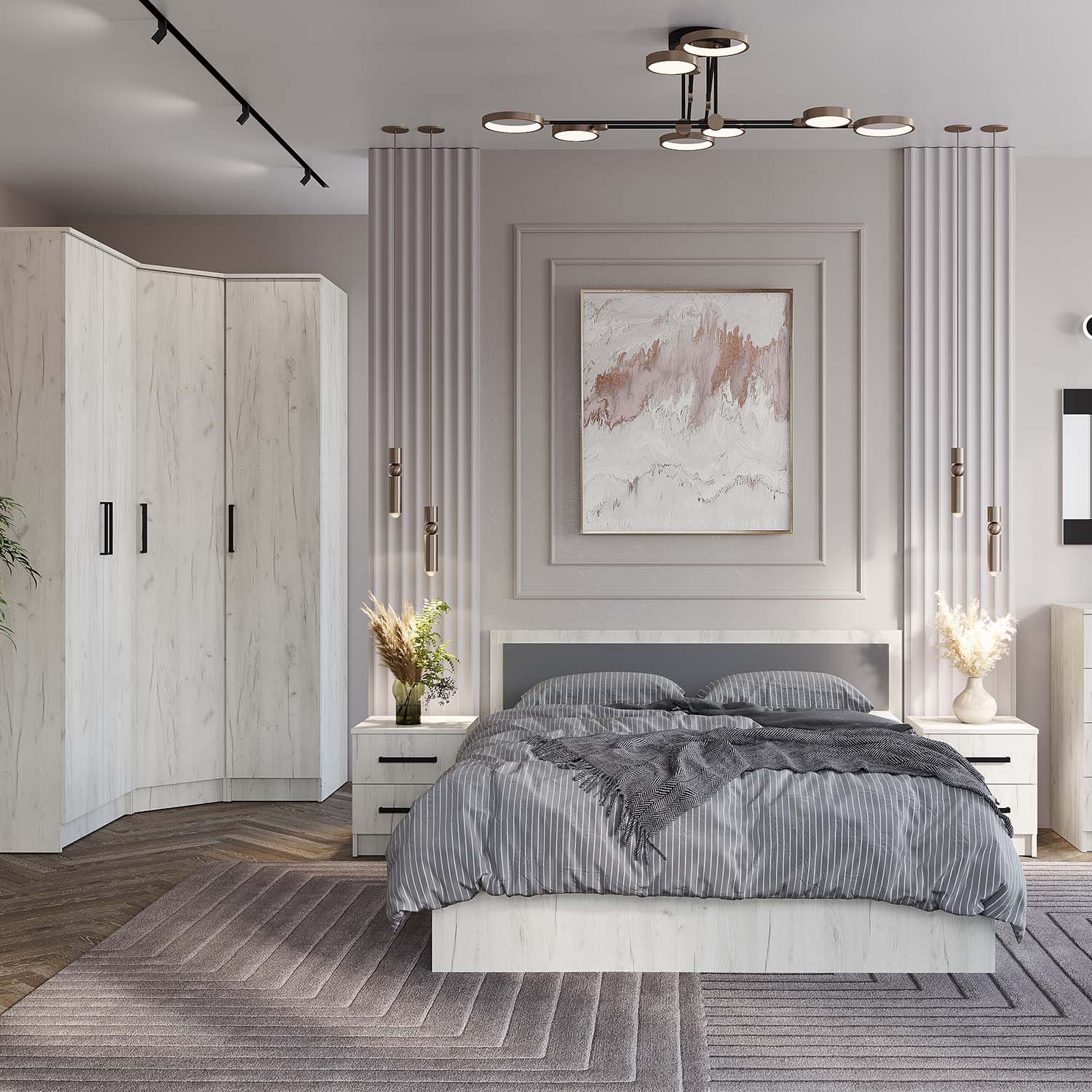 "Фиеста" кровать 1,6м LIGHT дуб крафт белый