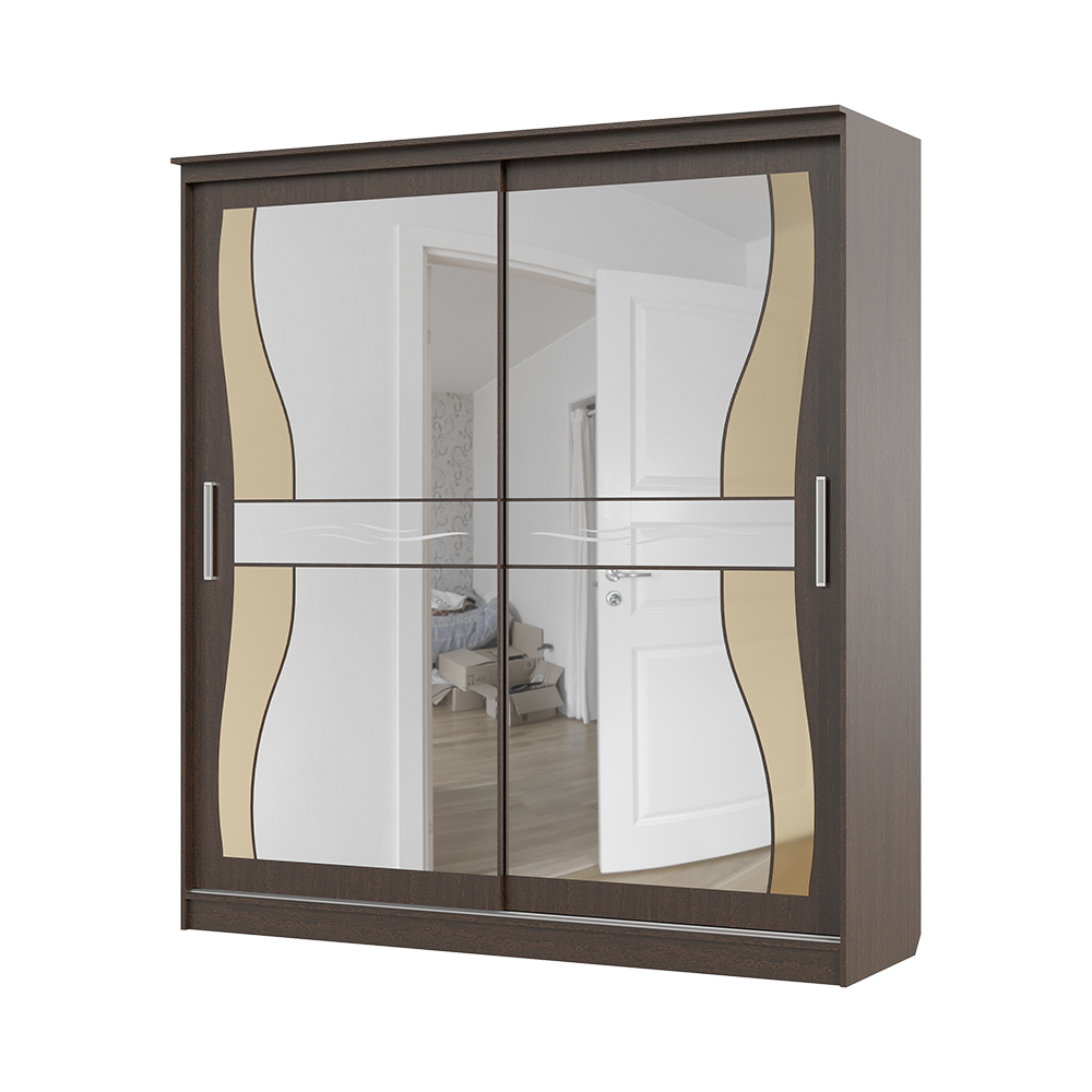 Шкаф купе ОЛИМП 1  (2,0х2,2х0,65) зеркало,лакобель ВЕНГЕ/ВЕНГЕ  СНЯТО