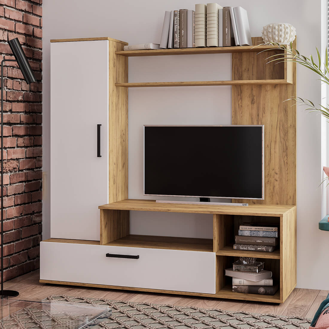 "Евро-2" Гостиная Крафт/белый