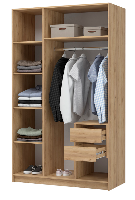 ЛИОН ШК-02 Шкаф 3-х створчатый Фасад ГРАФИТ СЕРЫЙ/Корпус ДУБ КРАФТ ЗОЛОТО