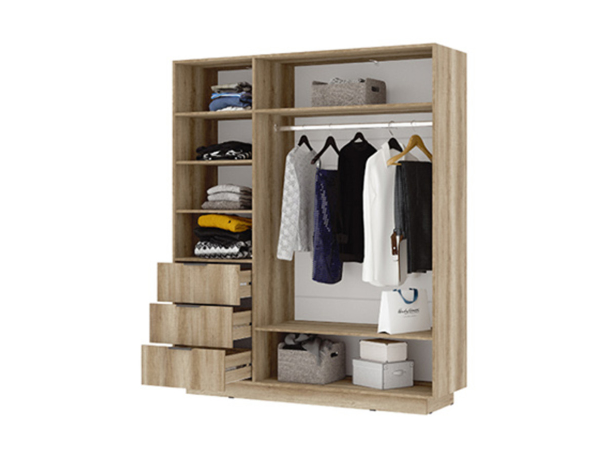 ДАЛЛАС ШК 01 Шкаф 3х-створчатый (1,698 х2,008х0,503) ФАСАД МДФ СОФТ ГРАФИТ/КОРПУС ДУБ КАНЬОН