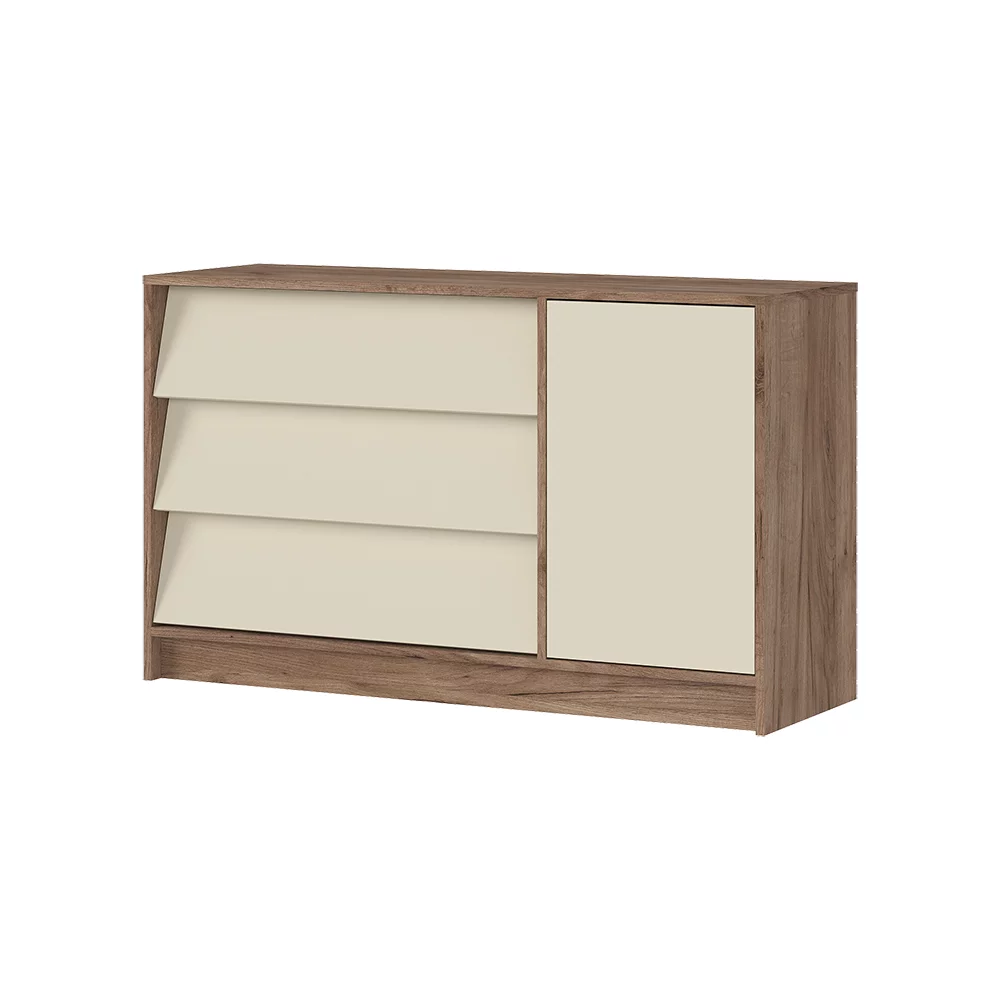 РЕЙН КМ 01 Комод 1200 (1200х720х400)Фасад КАШЕМИР/Корпус ДУБ КРАФТ ТАБАЧНЫЙ