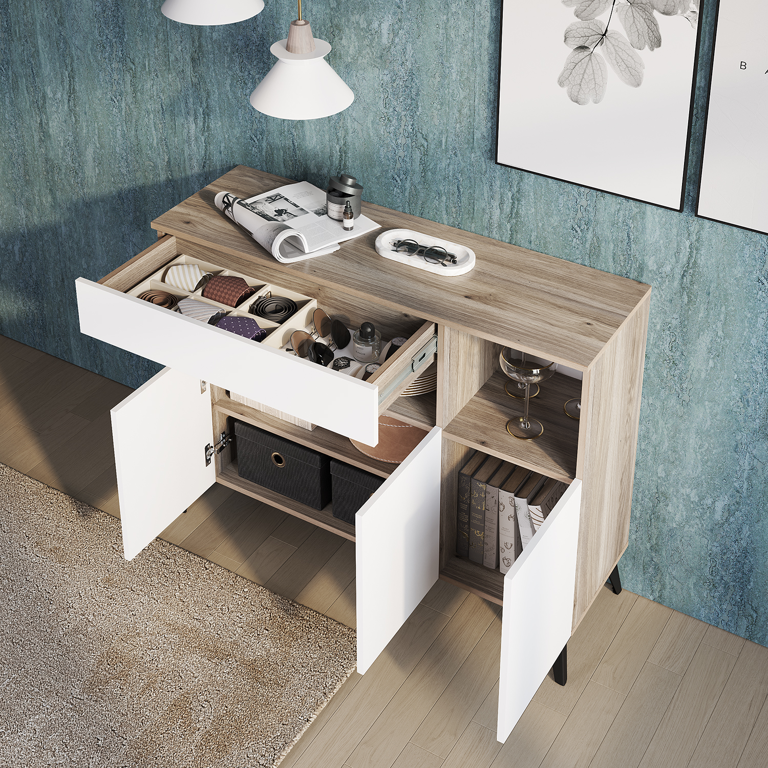 "Ева" Комод КМ-11(Дуб смоки/белый) 