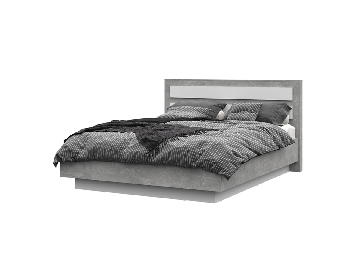 ДЕНВЕР КР 02 Кровать 1,6х2,0 (1672х990х2100) Фасад БЕЛЫЙ/Корпус АТЕЛЬЕ СВЕТЛЫЙ