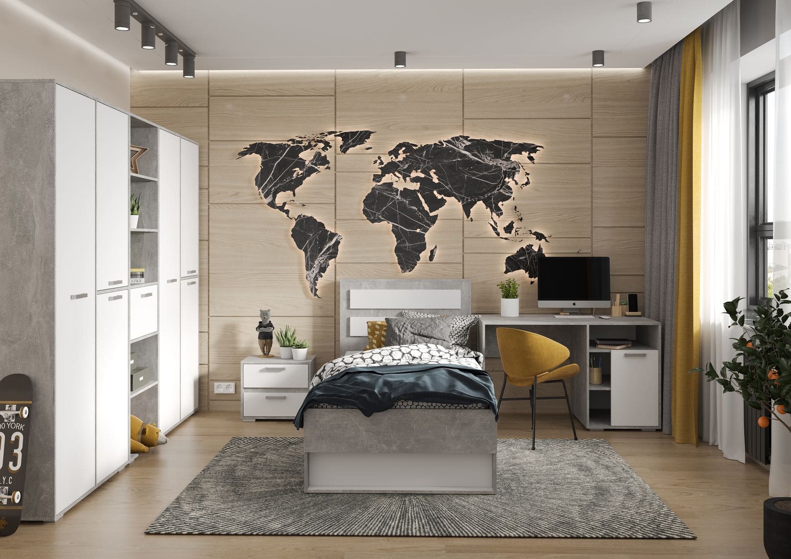 ДЕНВЕР ПН 02 Пенал открытый  (547х2020х504) Фасад БЕЛЫЙ/Корпус АТЕЛЬЕ СВЕТЛЫЙ СНЯТО