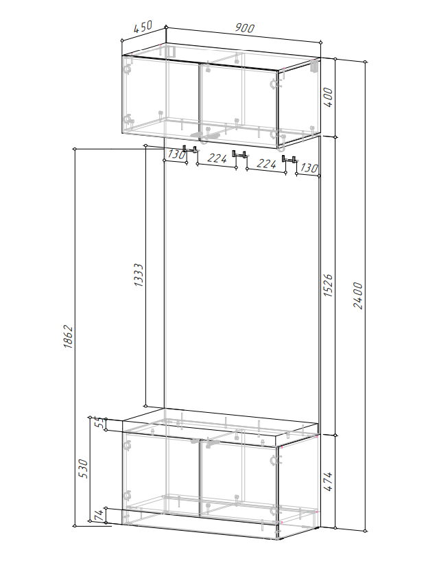 "Кантри" Шкаф с вешалкой и сидушкой ШК-004