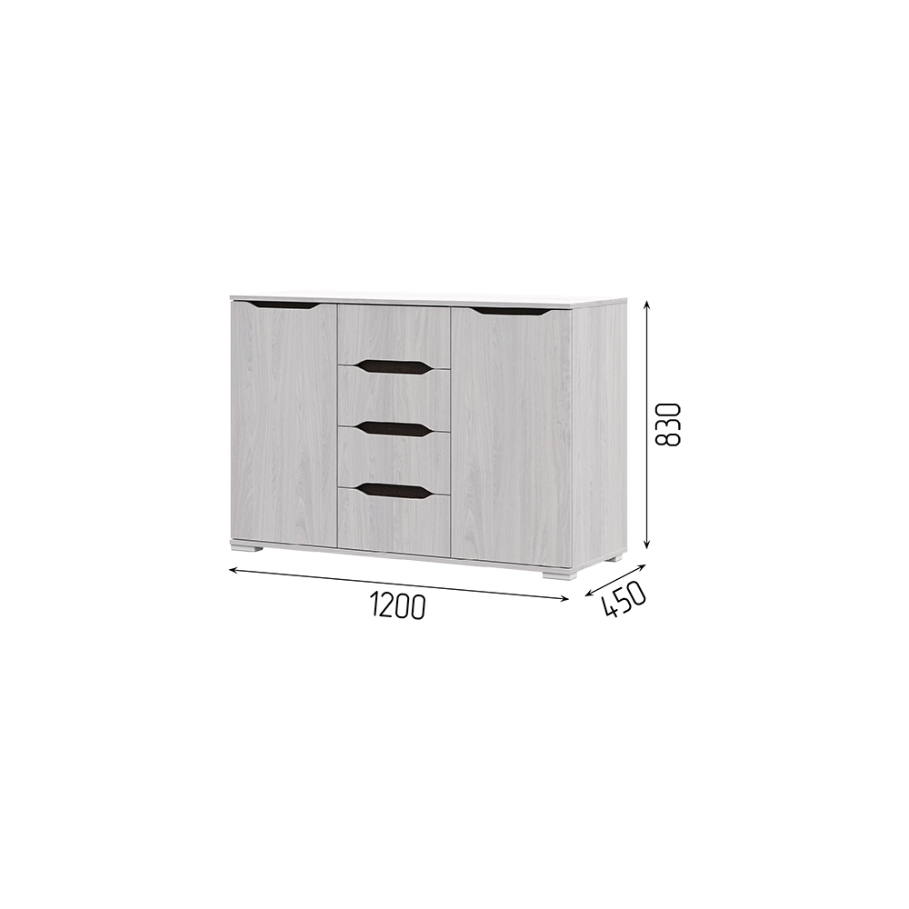 Спальня ВАЛЕНСИЯ КМ 012 комод со створками (1,2х0,83х0,45) АНКОР