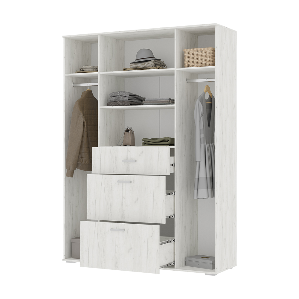 Шкаф НЕЛЬСОН ШК 03 (1,600х2,200х0,500)Фасад ДУБ КРАФТ БЕЛЫЙ/Корпус ДУБ КРАФТ БЕЛЫЙ