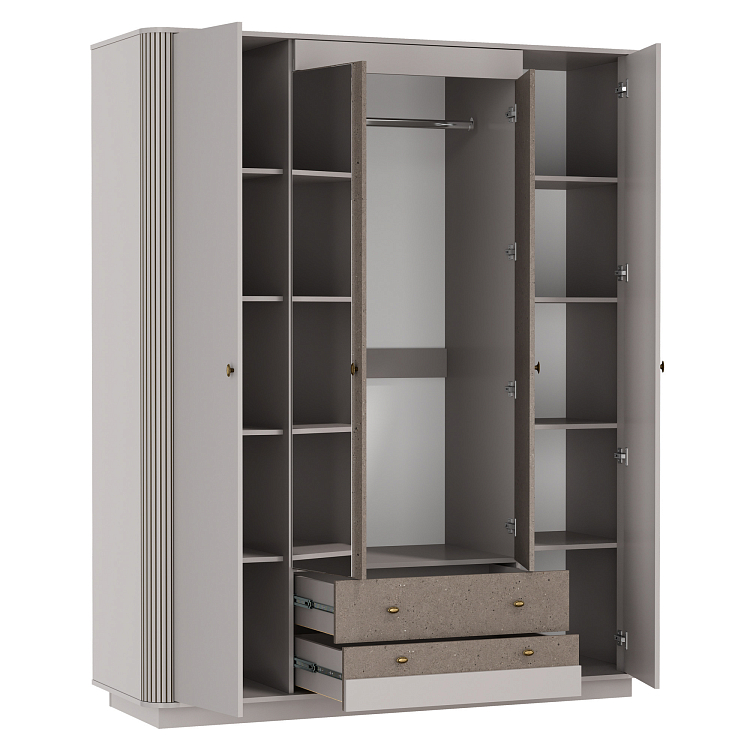 Шкаф для одежды 34.01 "Фантазия" (4-х дв.) (кашемир / дуо / кашемир патина)