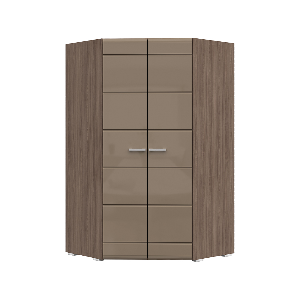 Спальня СИМБА шкаф угловой двухстворчатый (1,14х2,0х1,14) фасад МДФ КОФЕ С МОЛОКОМ/СНЯТО