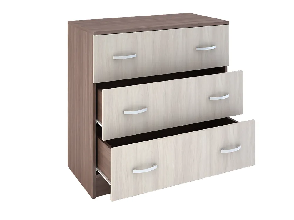 Спальня БАСЯ КМ 551-М комод 3 ящика (0,8х0,766х0,41) фасад ШИМО СВЕТЛ/корпус ШИМО ТЕМН
