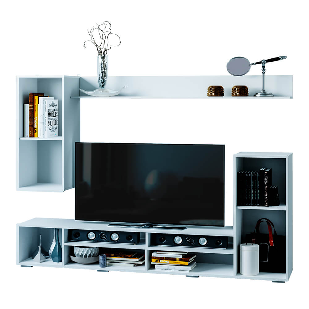 "Диаманд" МДФ/ЛДСП Гостиная (2130*1680*371) (Белый) 