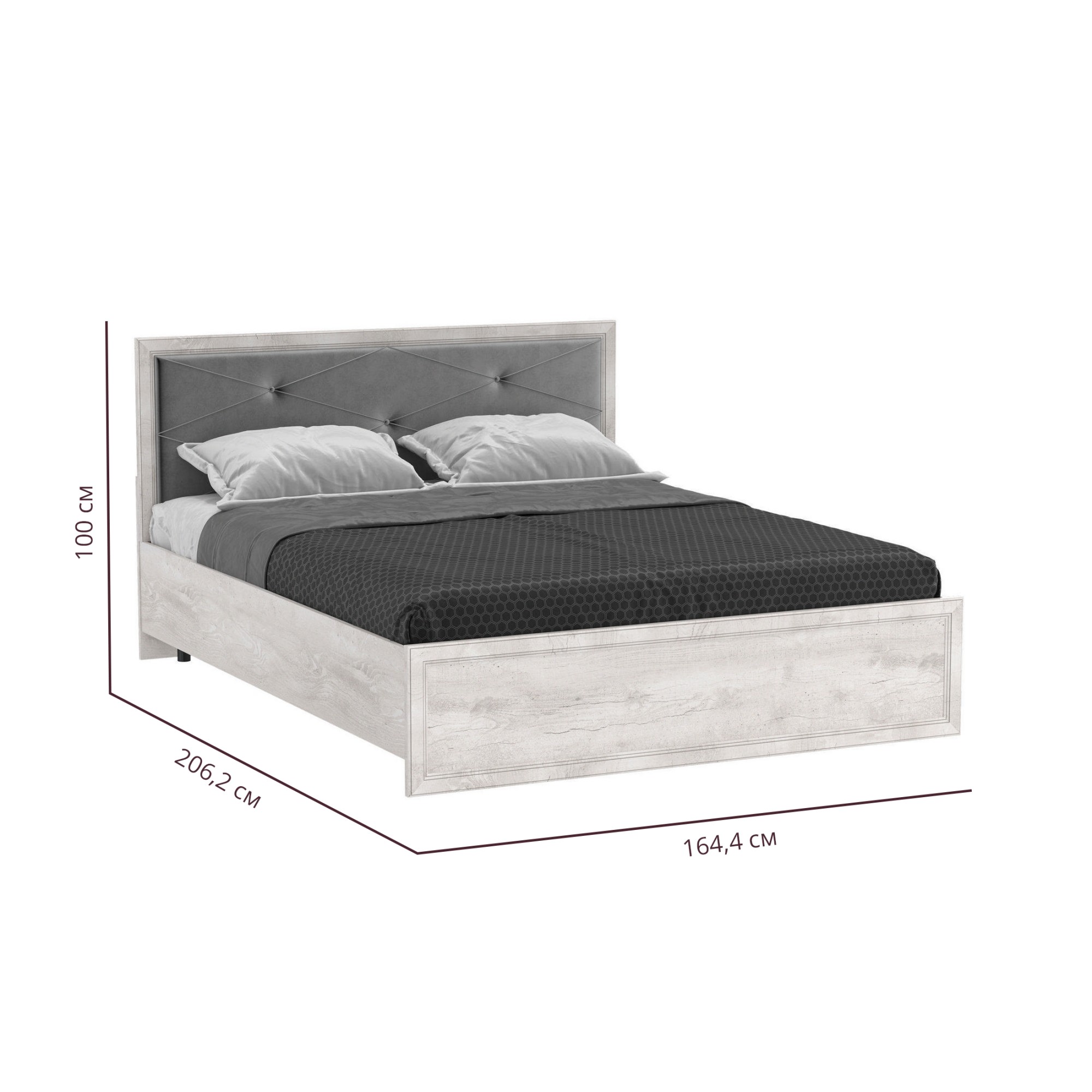 32.25 - 01 "Сохо" Кровать универсальная (ортопед 5Н или подъемник) (бетон пайн белый / ткань: велюр