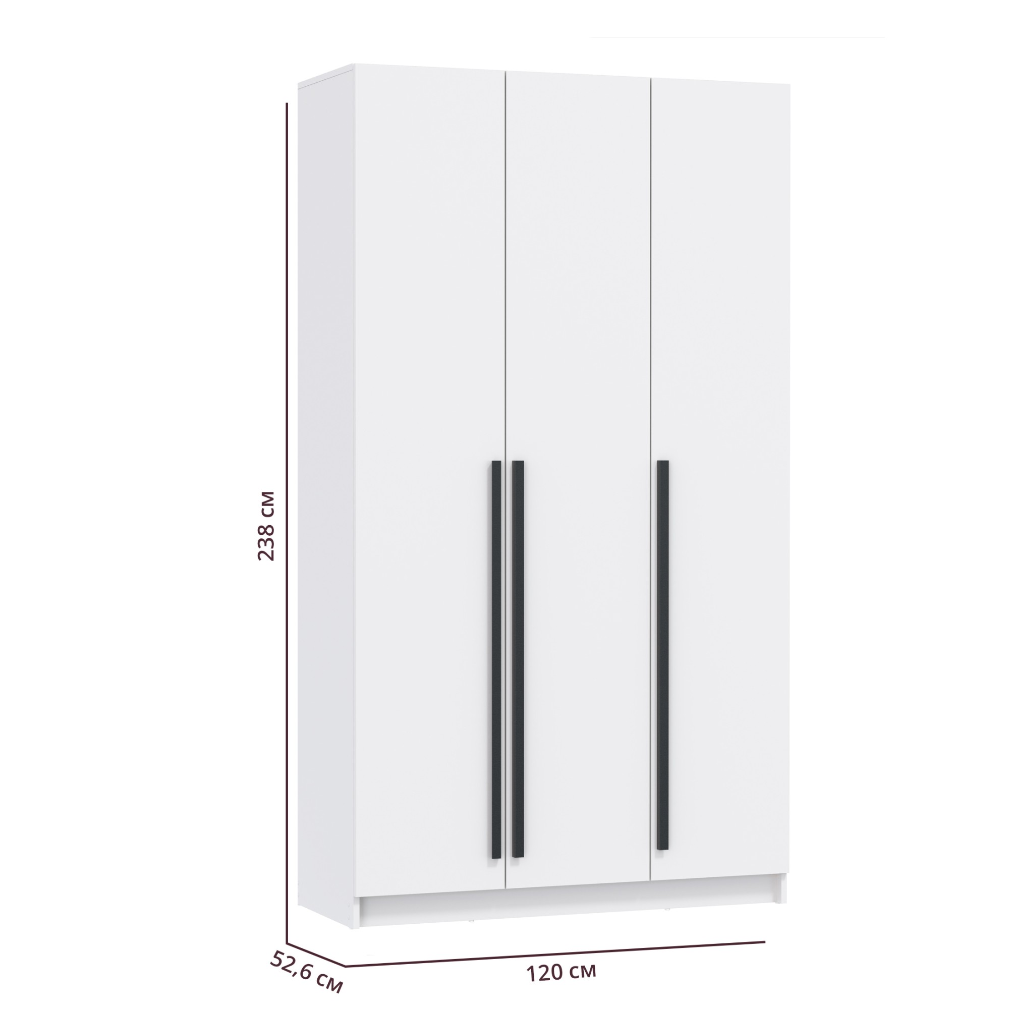 Шкаф для одежды 67.12 "Брандо" (3-х дв.) (ЛДСП белый) (h2400)