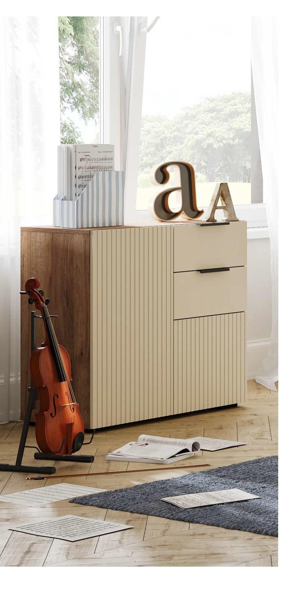 СОНАТА КМ 02 Комод 800 (800х760х400)Фасад МДФ МОНО КЕРАМИКА/Корпус ДУБ КРАФТ ТАБАЧНЫЙ