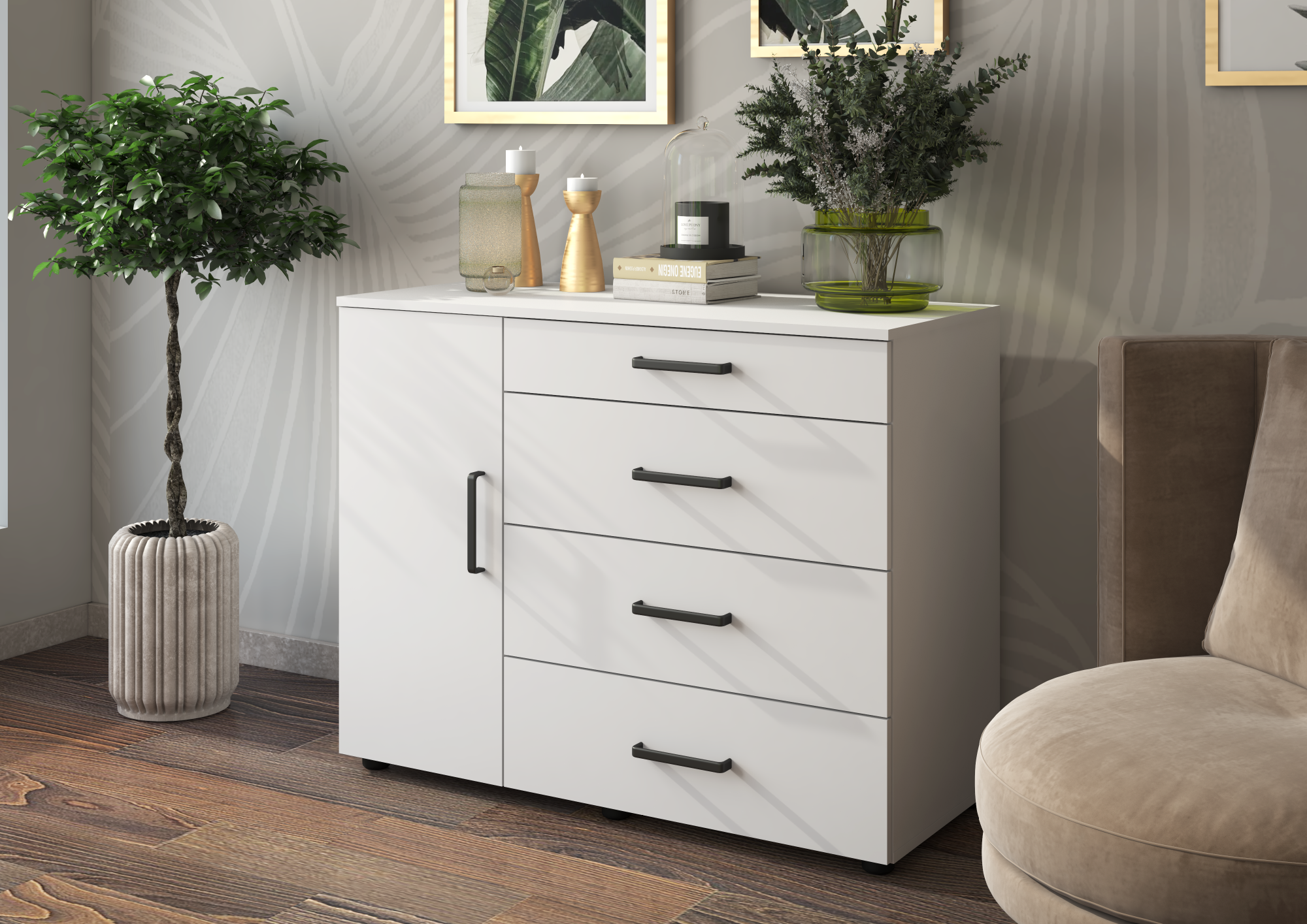 "Вега К02" Комод 4 ящика 1 створка СНЯТО