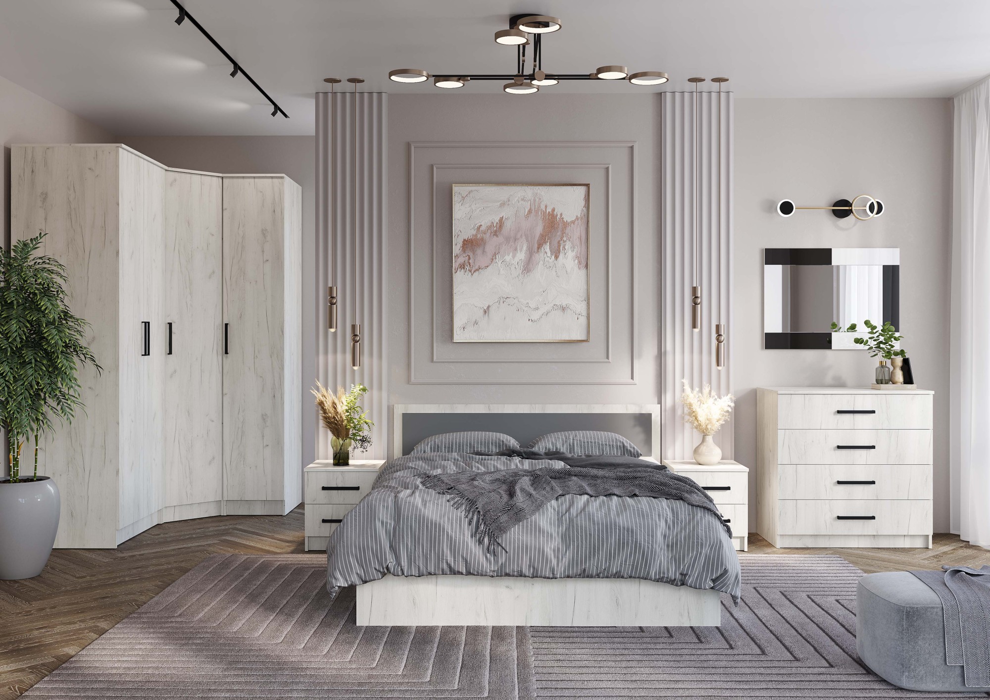 "Фиеста" Шкаф угловой крафт белый						