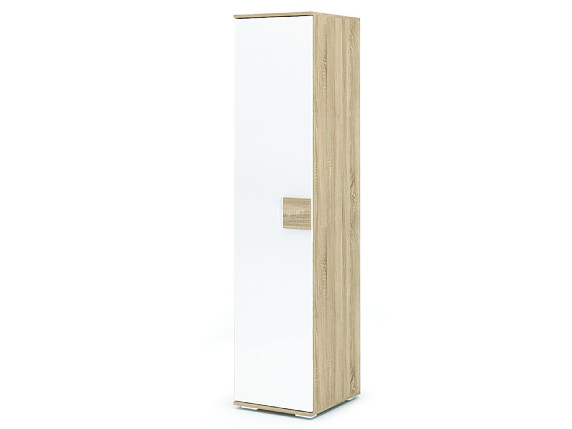 Гостиная АФИНА  ШК 112 шкаф (0,45х1,976х0,53) фасад МДФ БЕЛЫЙ ГЛЯНЕЦ_СОНОМА/корпус СОНОМА