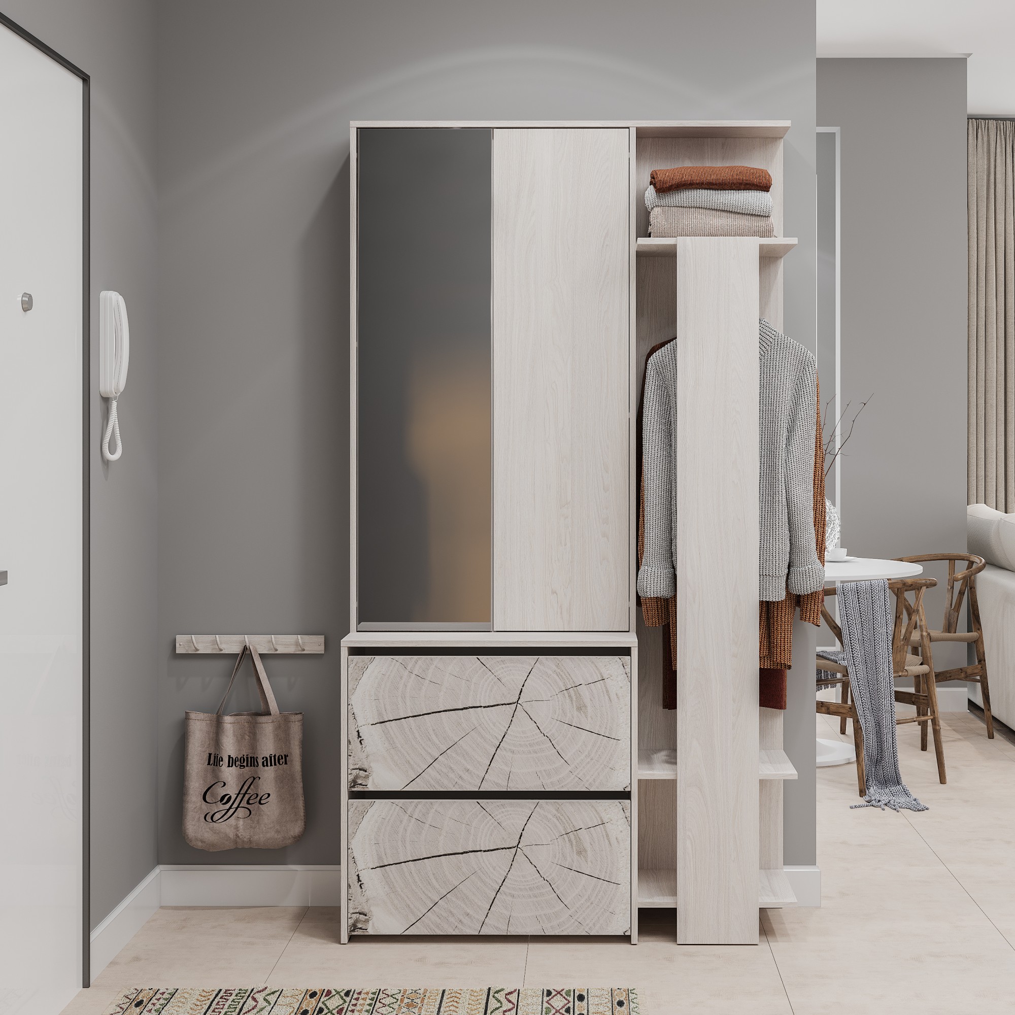 "Россо" Прихожая ПР-05 Ясень белый