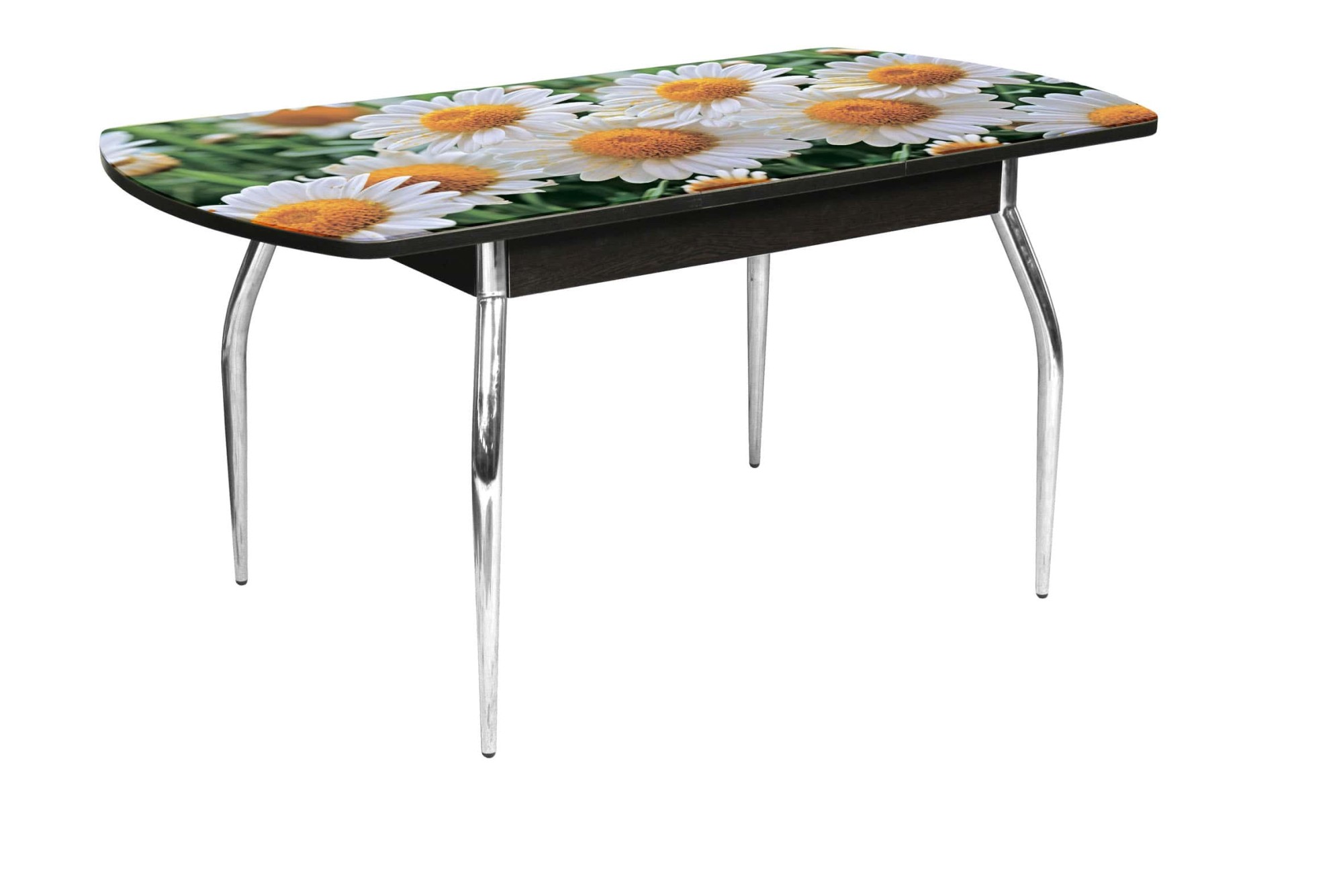 "Грация 1,45" Стол  раздв.(1,1*1,45*0,7) ХРОМ (Белый) Опора изогнутая 