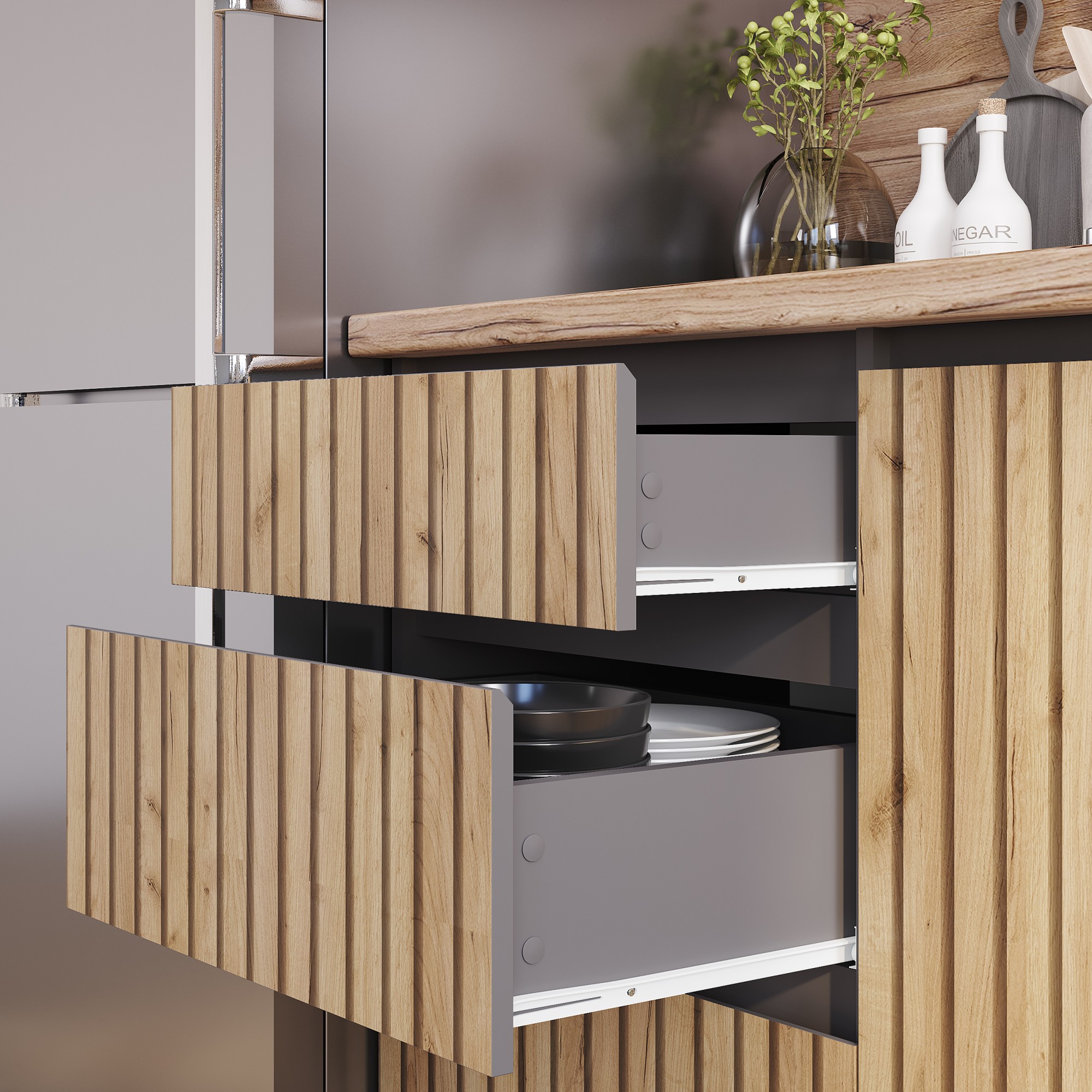 1,60 Кухня "Шерлок" крафт/графит