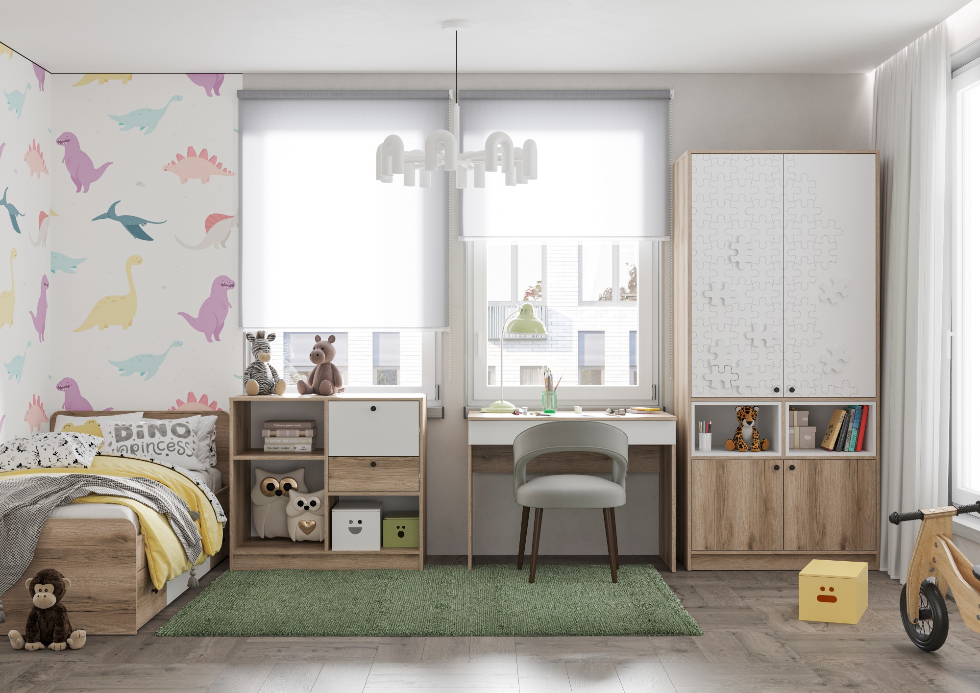 КИВИ ШК-02 Шкаф 2ств (934х2038х500)Фасад МДФ СУПЕРМАТ БЕЛЫЙ/Корпус ДУБ ДЕЛАНО СНЯТО