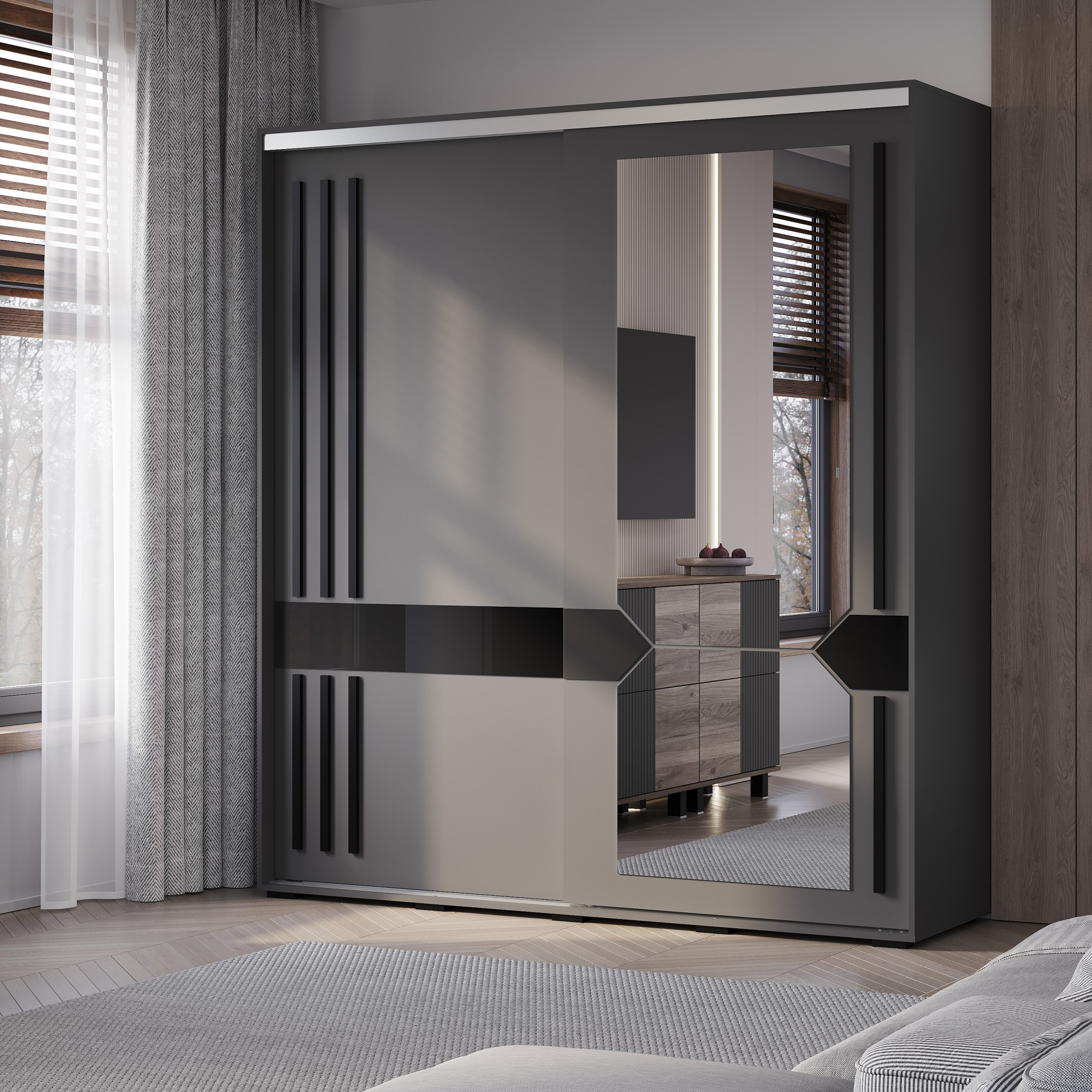 Шкаф-купе "Крафт-9"  ГРАФИТ