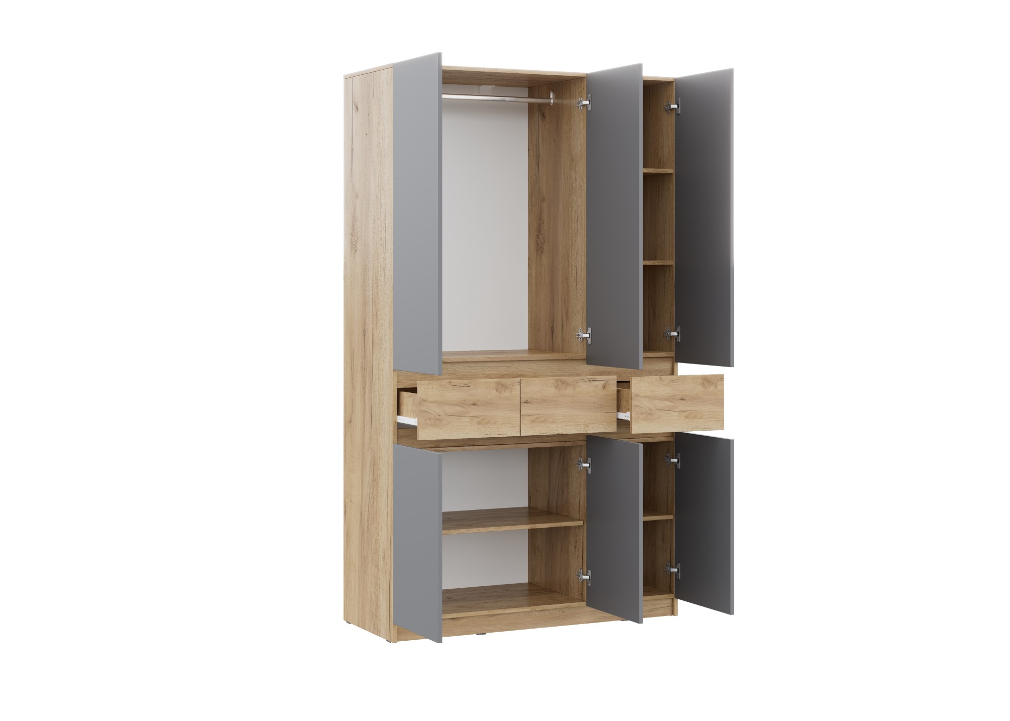 БОСТОН ЛАЙТ Шкаф ШК-003 (3-ств.) Дуб Крафт золотой/Серый шифер