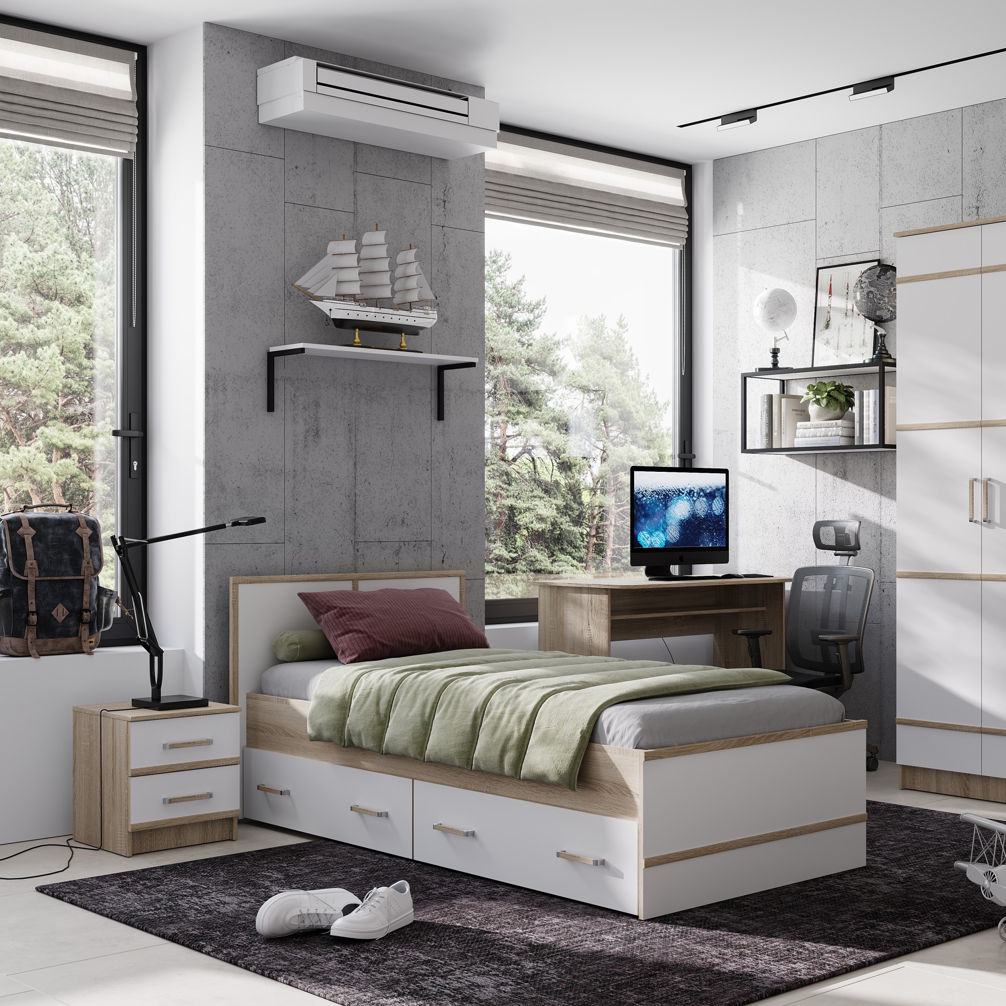 "Сакура" LIGHT Кровать 0,90 (СОНОМА)