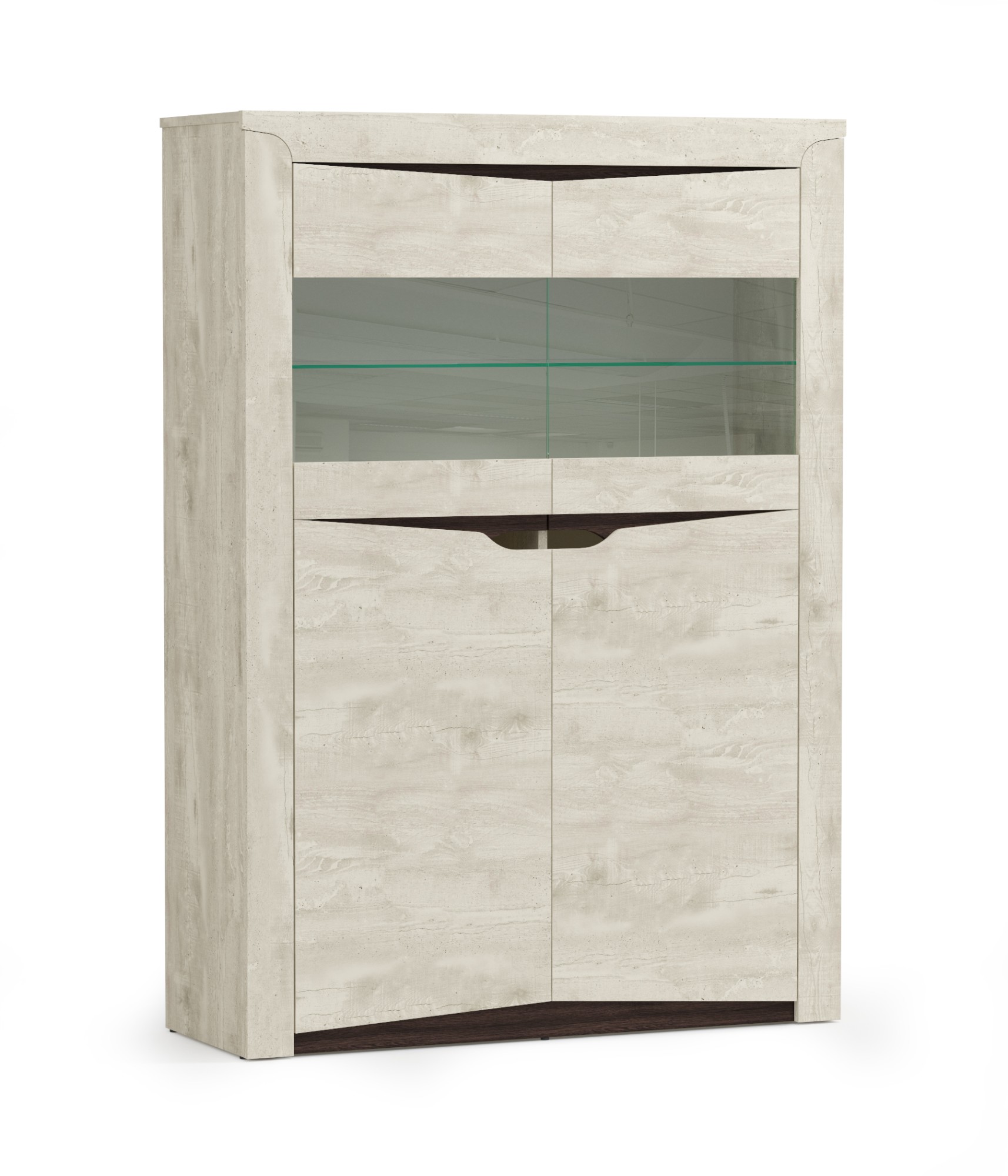 33,15 "Лючия" Шкаф комбинированный (бетон пайн белый/венге/ белый/стекло)