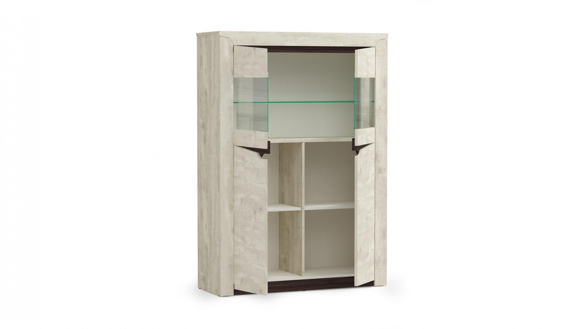 33,15 "Лючия" Шкаф комбинированный (бетон пайн белый/венге/ белый/стекло)