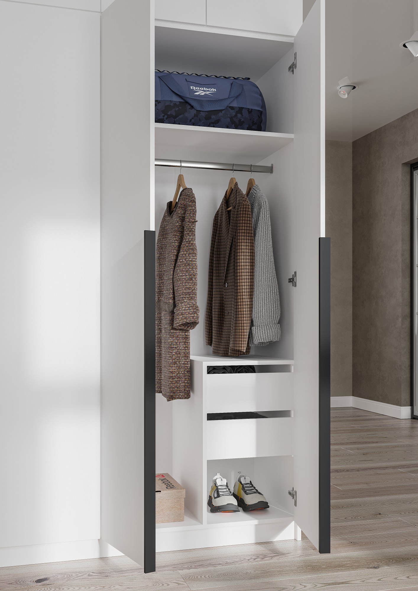 ЛИОН ШК-02 Шкаф 3-х створчатый Фасад БЕЛЫЙ/Корпус БЕЛЫЙ