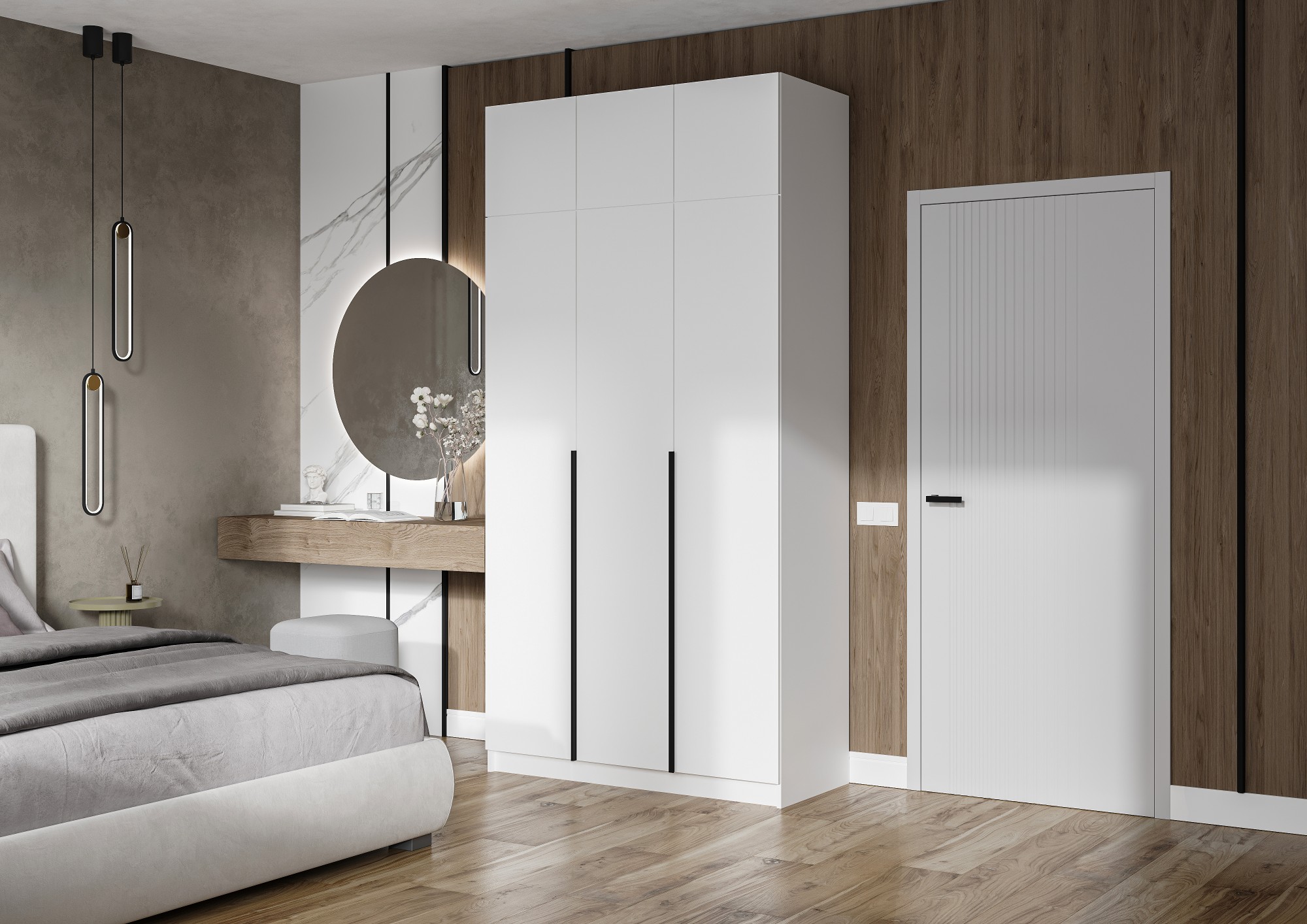 ЛИОН ШК-02 Шкаф 3-х створчатый Фасад БЕЛЫЙ/Корпус БЕЛЫЙ